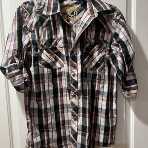Raider brown flannel LG button up